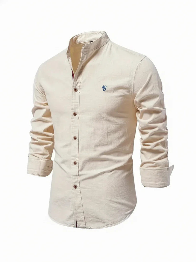 Yannick | Herren Stehkragen Knopfleiste Freizeit Shirt