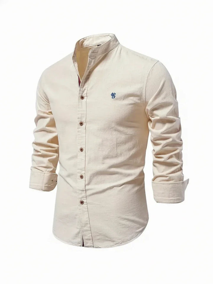 Yannick | Herren Stehkragen Knopfleiste Freizeit Shirt