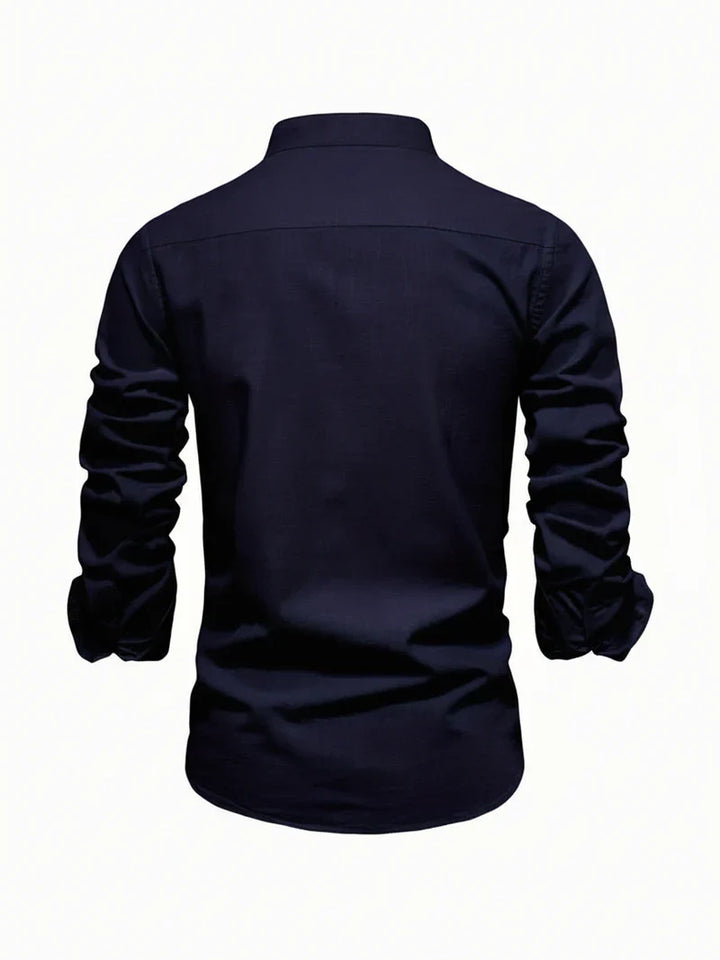 Yannick | Herren Stehkragen Knopfleiste Freizeit Shirt
