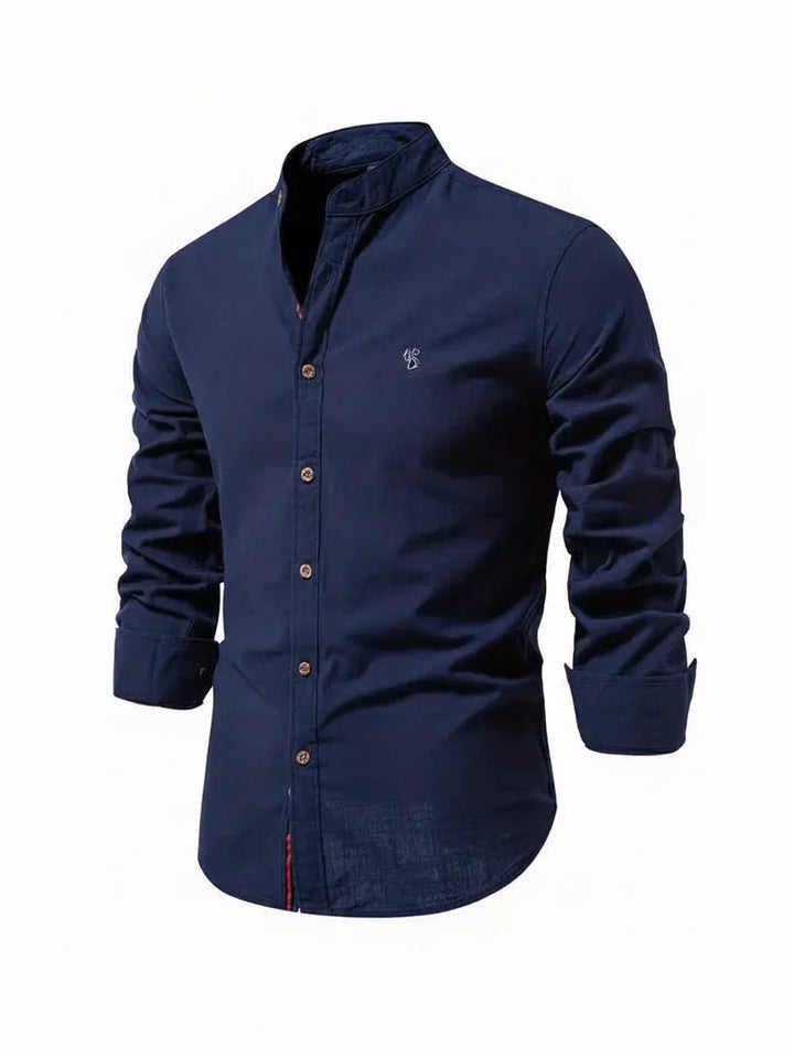 Yannick | Herren Stehkragen Knopfleiste Freizeit Shirt