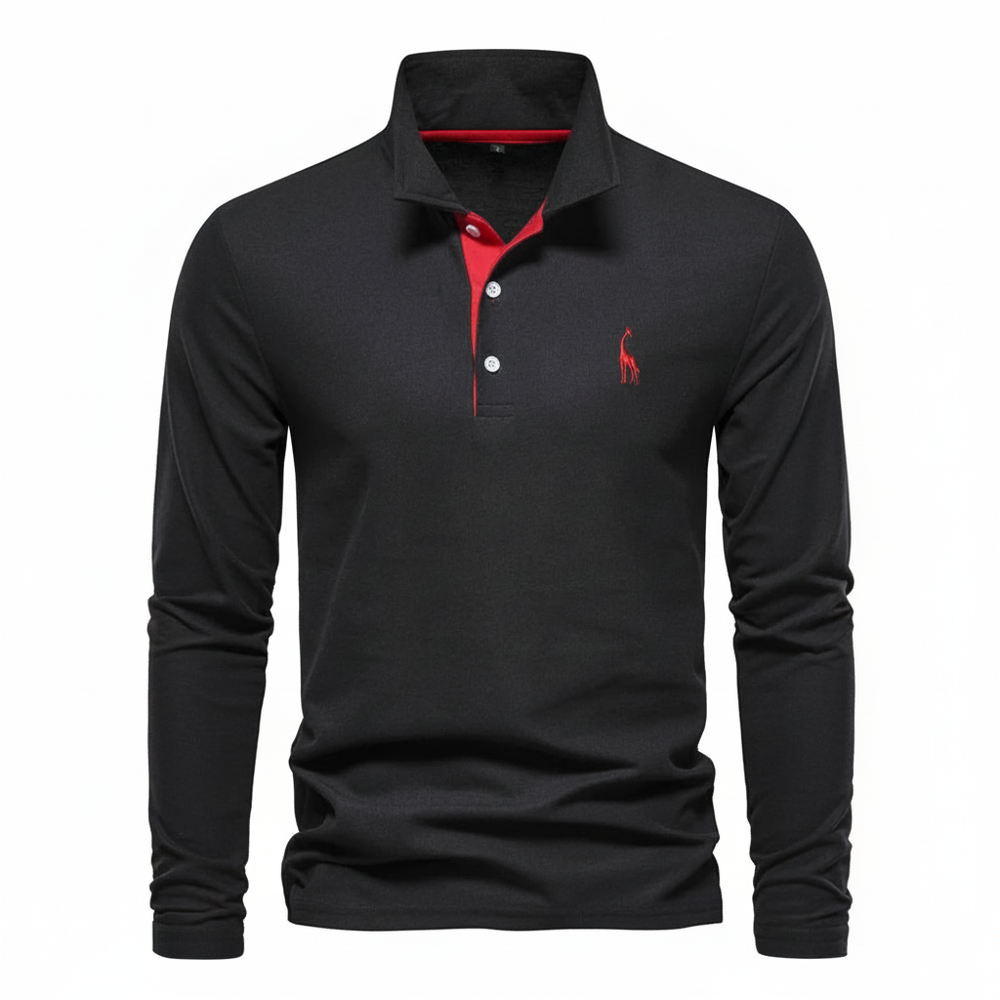 Emil | Herren Kontrast-Knopfleiste Langarm Polo-Shirt