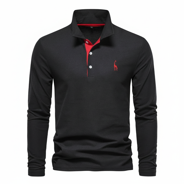 Emil | Herren Kontrast-Knopfleiste Langarm Polo-Shirt