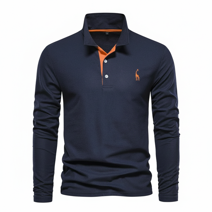 Emil | Herren Kontrast-Knopfleiste Langarm Polo-Shirt