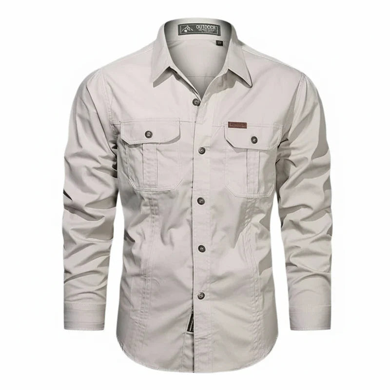 Jens | Herren Doppel Tasche Knopfleisten Utility Shirt