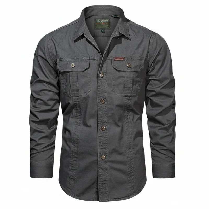 Jens | Herren Doppel Tasche Knopfleisten Utility Shirt