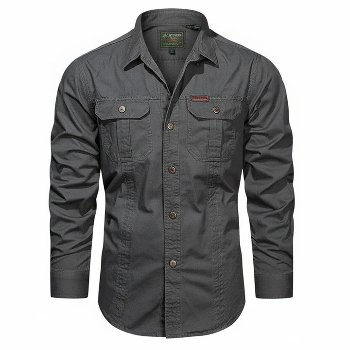 Jens | Herren Doppel Tasche Knopfleisten Utility Shirt
