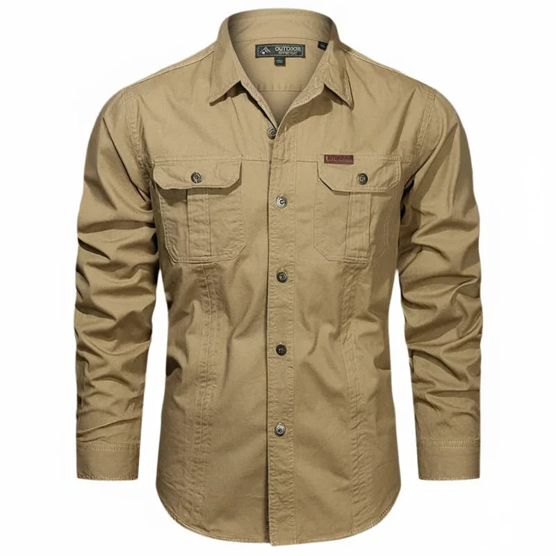 Jens | Herren Doppel Tasche Knopfleisten Utility Shirt