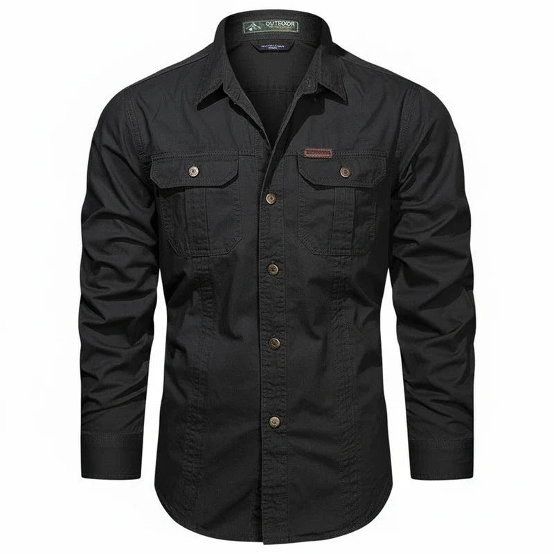 Jens | Herren Doppel Tasche Knopfleisten Utility Shirt