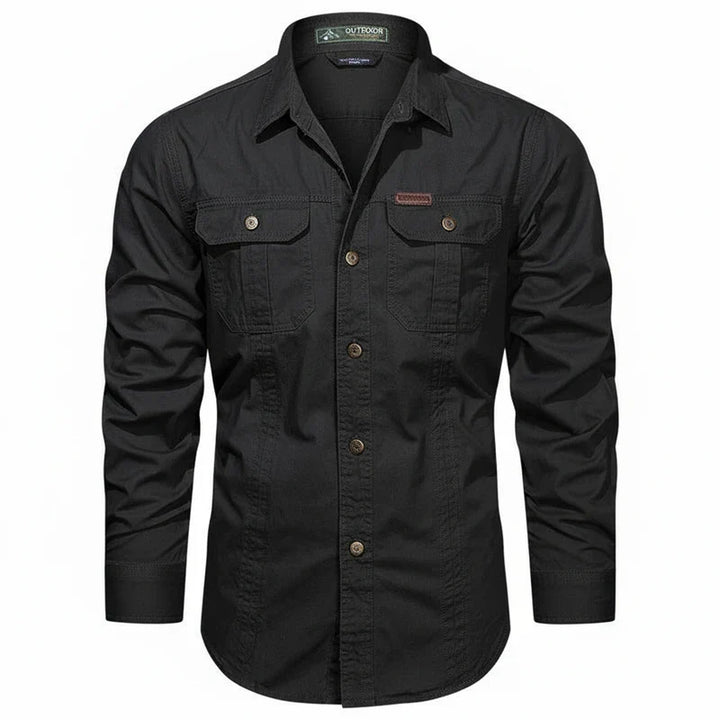 Jens | Herren Doppel Tasche Knopfleisten Utility Shirt