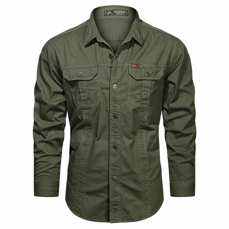 Jens | Herren Doppel Tasche Knopfleisten Utility Shirt
