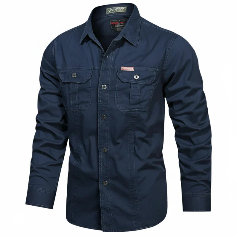 Jens | Herren Doppel Tasche Knopfleisten Utility Shirt