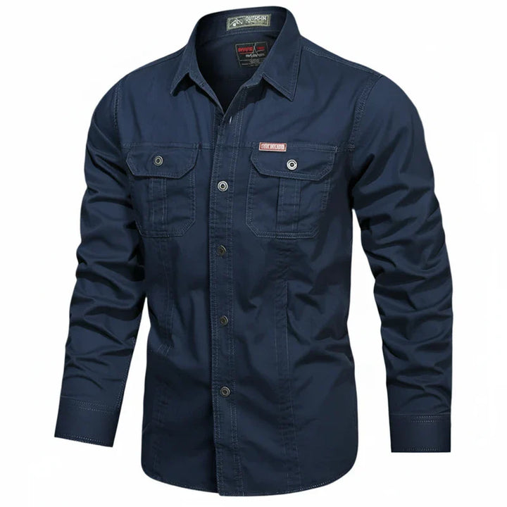 Jens | Herren Doppel Tasche Knopfleisten Utility Shirt