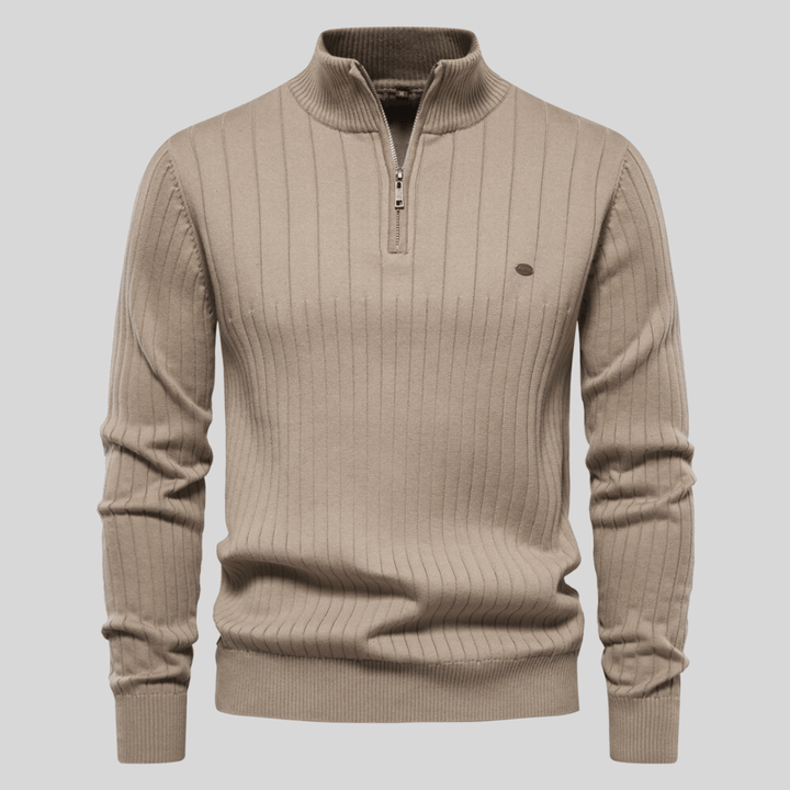 Christoph | Herren Frühlings Half-Zip Rippstrick Pullover