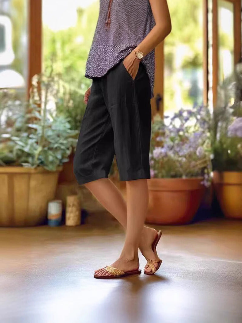 Monika | Damen Entspannte Knie Lange Hose Mit Taschen