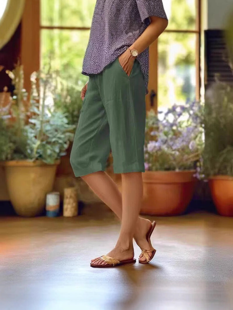 Monika | Damen Entspannte Knie Lange Hose Mit Taschen