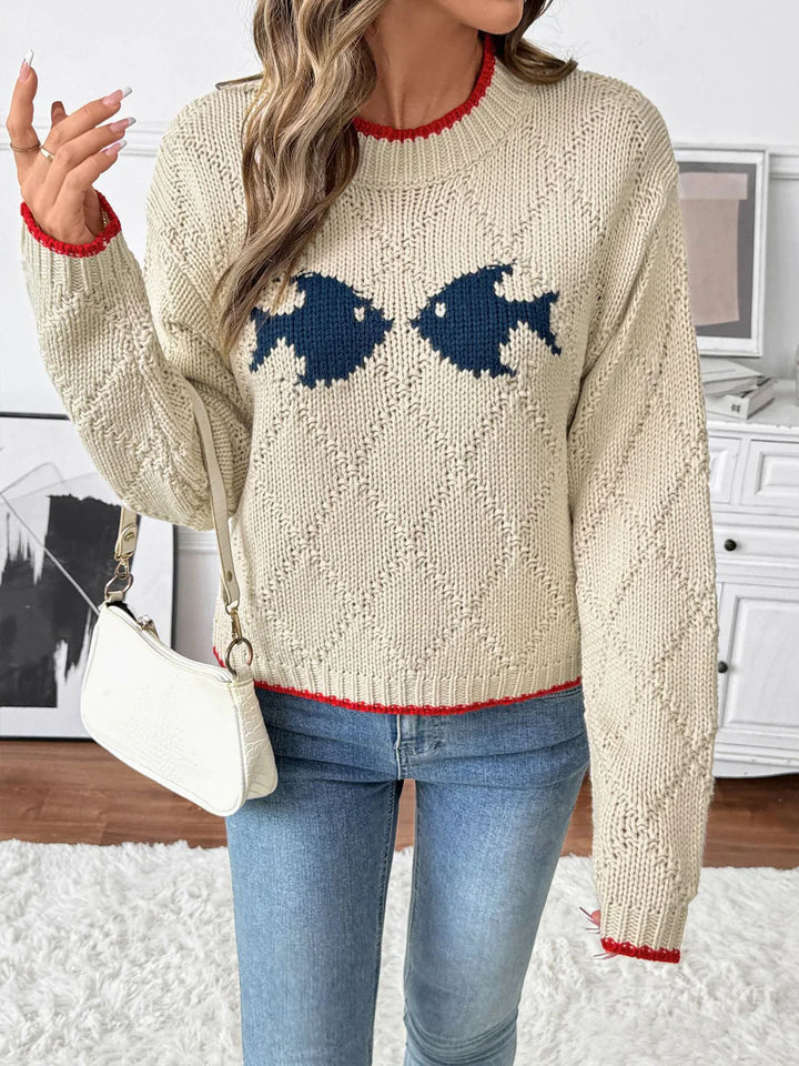 Felicia | Damen Weihnachtspullover mit Fischmuster