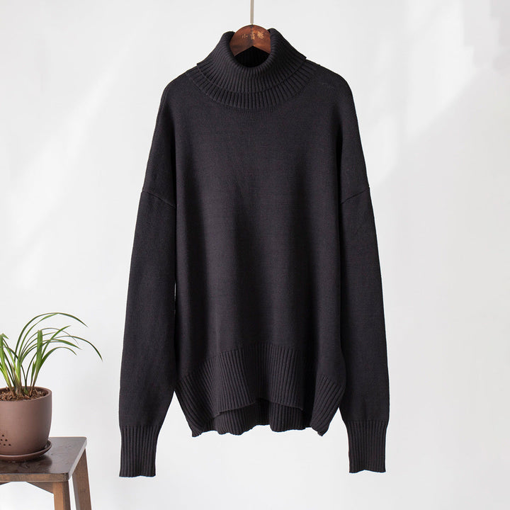 Emma | Damen Lässiger Warmer Strickpullover mit geripptem Saum