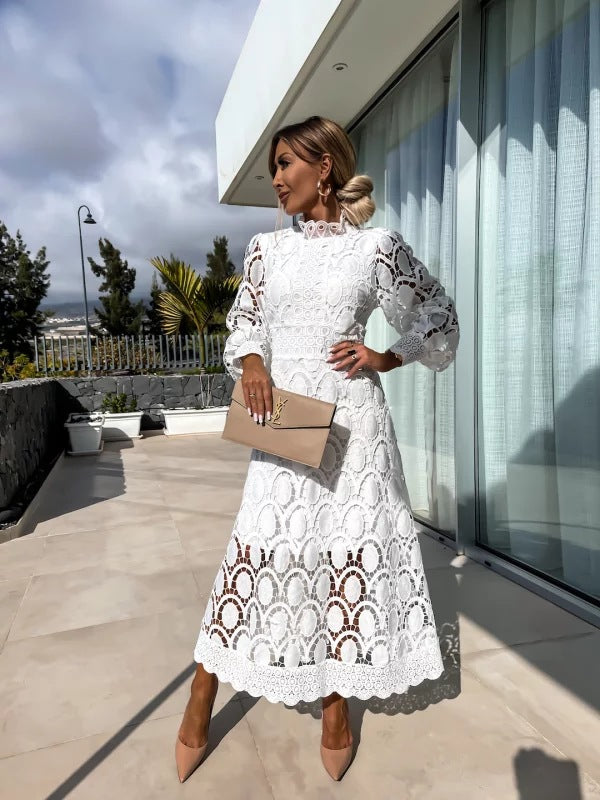 Claudia | Damen Elegantes Langarm-Party-Kleid