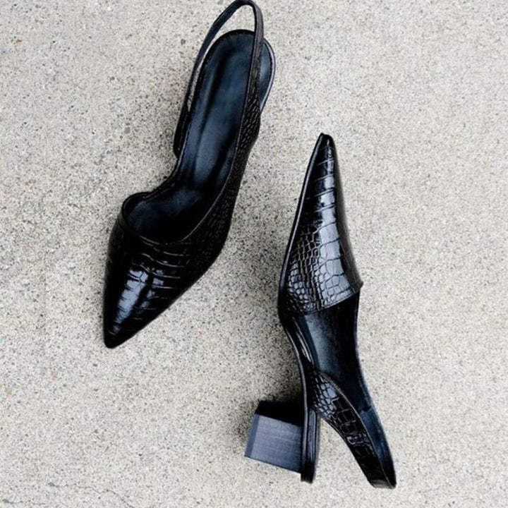 Bettina | Damen Spitz zulaufende Schuhe mit Blockabsatz