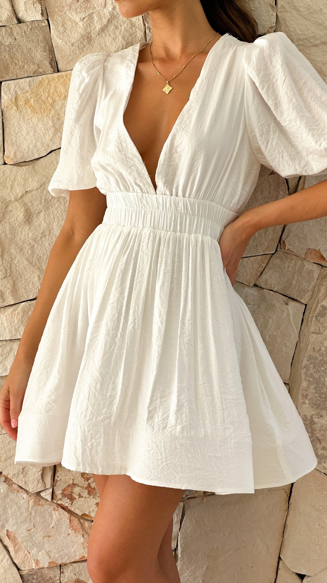 Rita | Damen Frühlings-Minikleid mit Puffärmeln