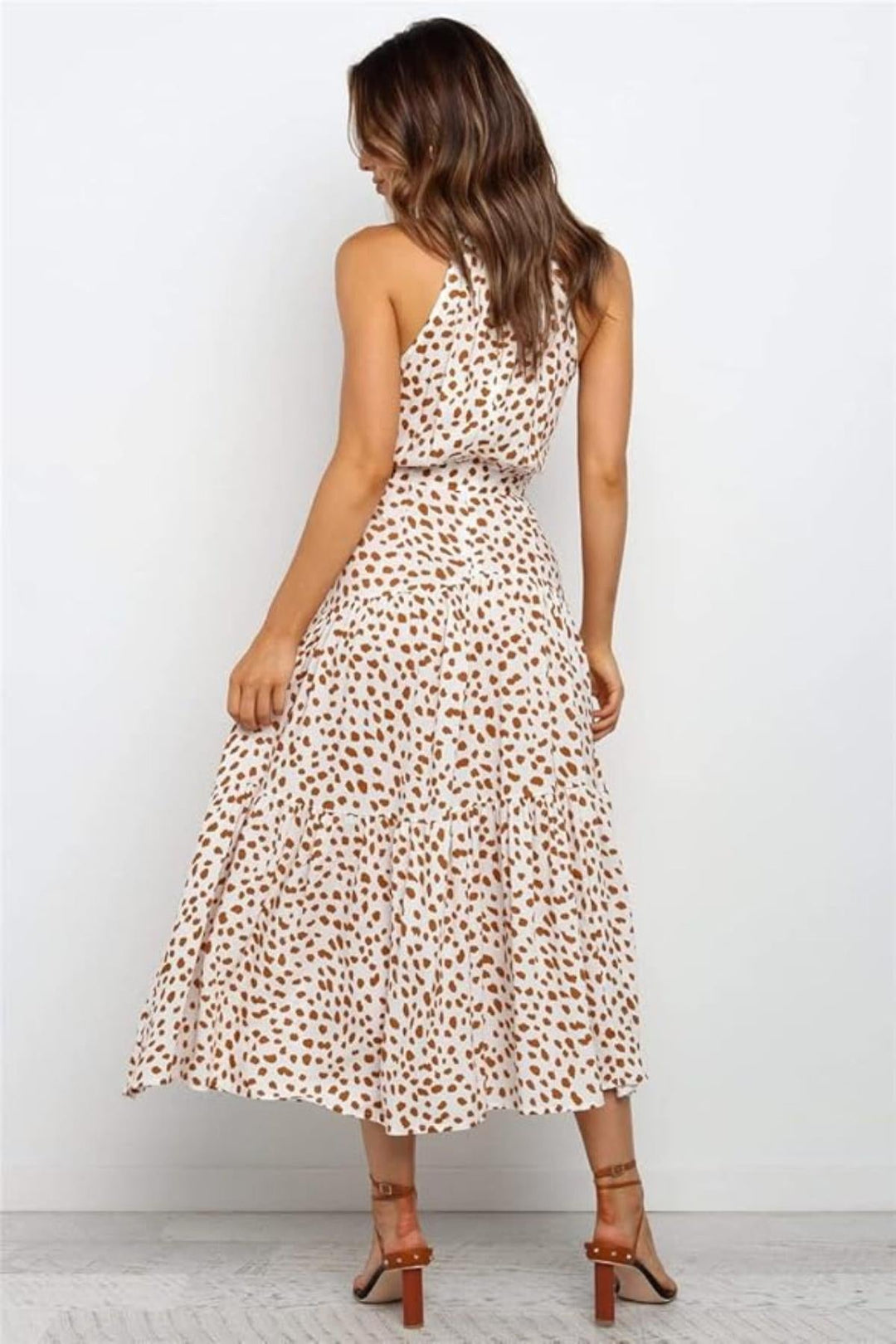 Karin | Damen Maxikleid mit Druckmuster, Neckholder und Taillenschleife