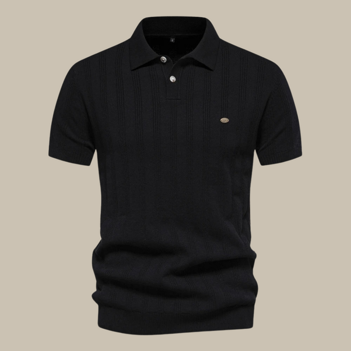 Rainer | Herren Strukturiert Knopf Polo Strickshirt