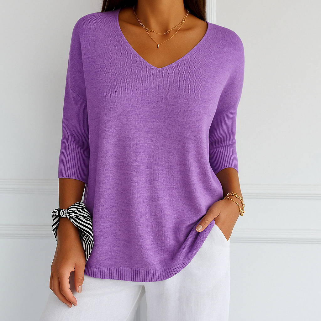 Franziska | Damen Pullover mit V-Ausschnitt und Kurzarm