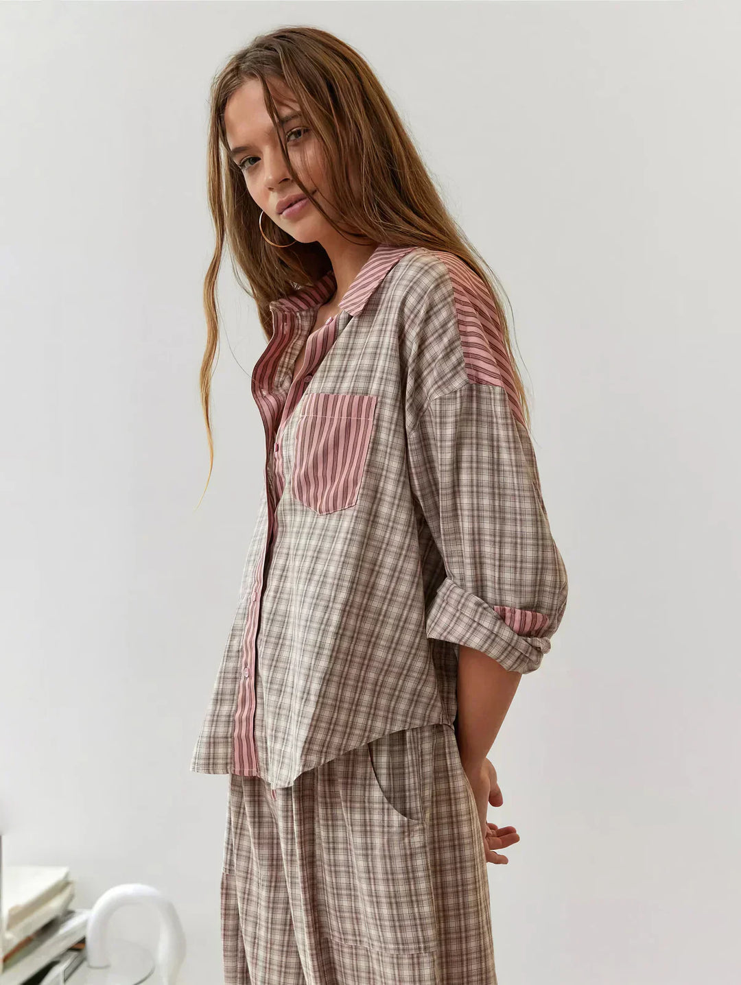 Yvonne | Damen Kariertes Zweiteiliges Set für den Frühling
