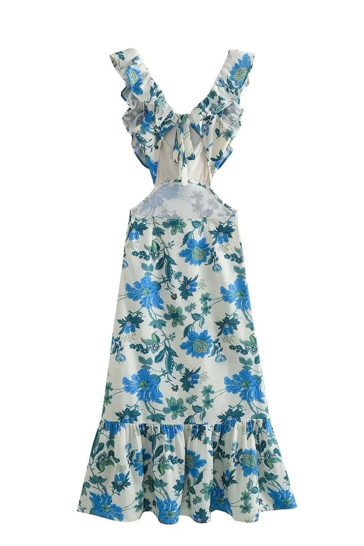 Felicia | Damen Floral Elegant Ruffle Maxi Kleid