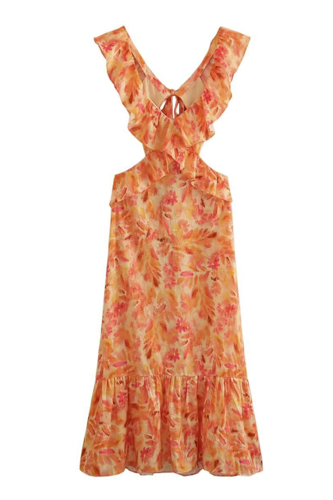 Felicia | Damen Floral Elegant Ruffle Maxi Kleid