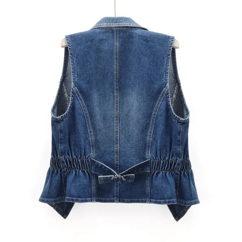 Angela | Damen Klassische Freizeit Jeansweste