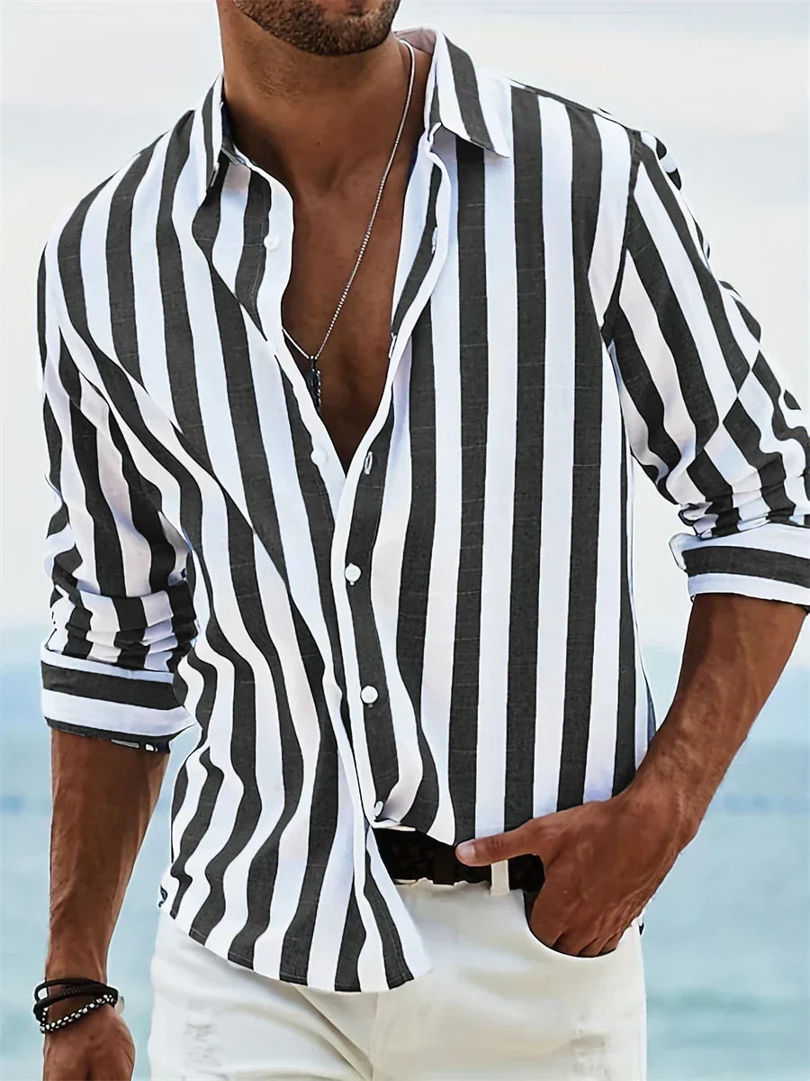 Adrian | Gestreiftes Herren Button-Down Freizeithemd