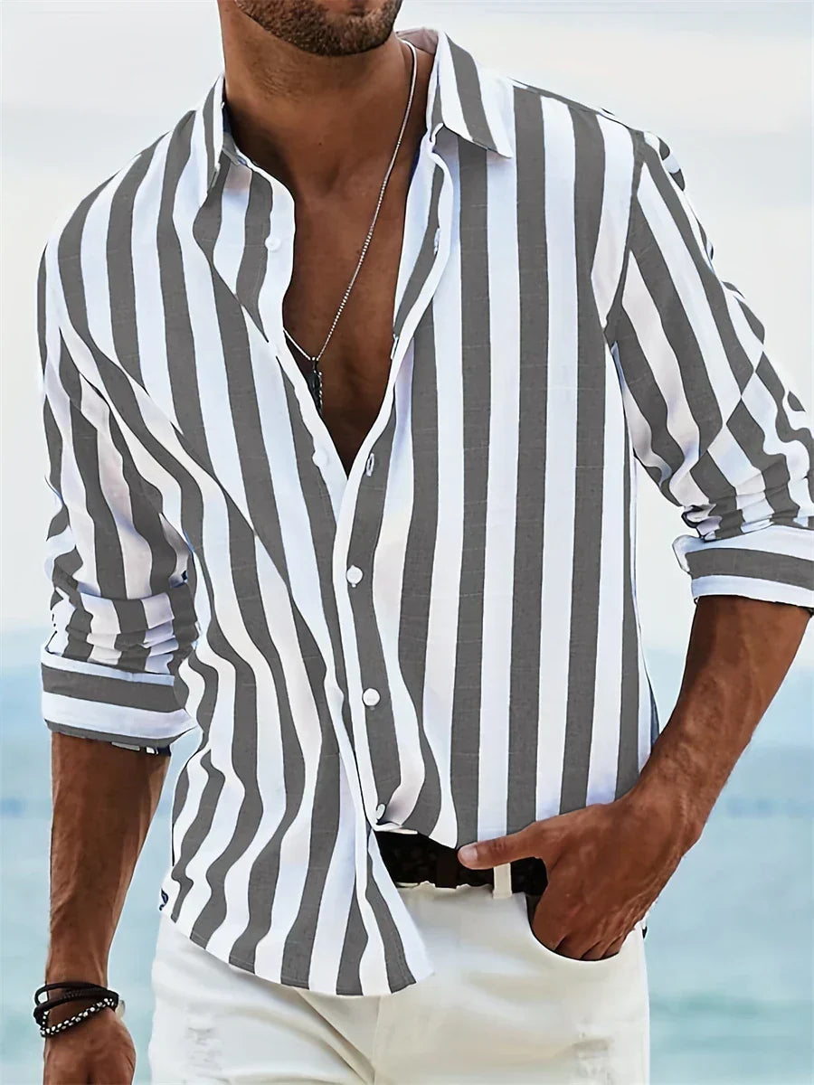 Peter | Herren Sommer Gestreiftes Relaxed Shirt