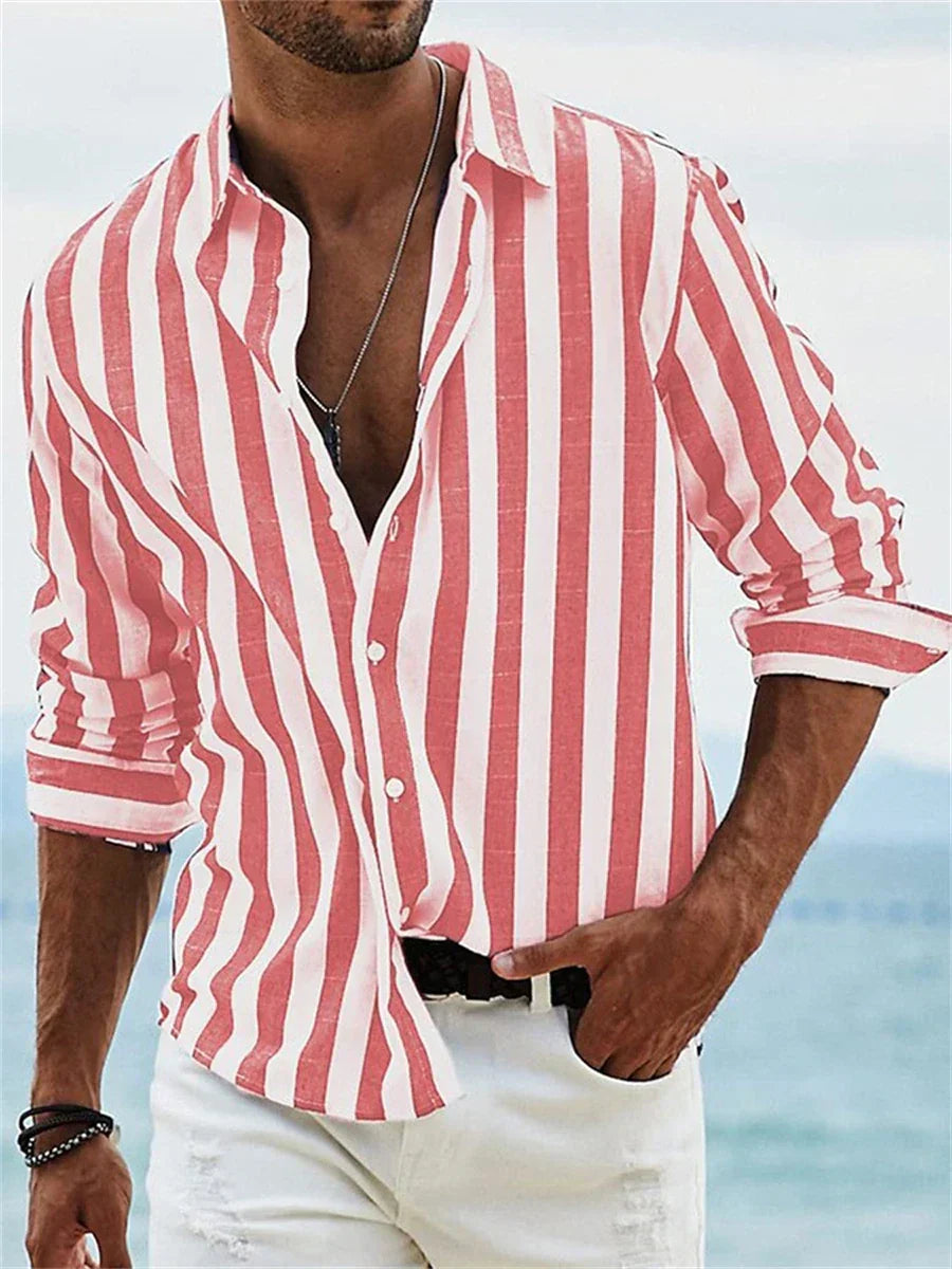 Adrian | Gestreiftes Herren Button-Down Freizeithemd