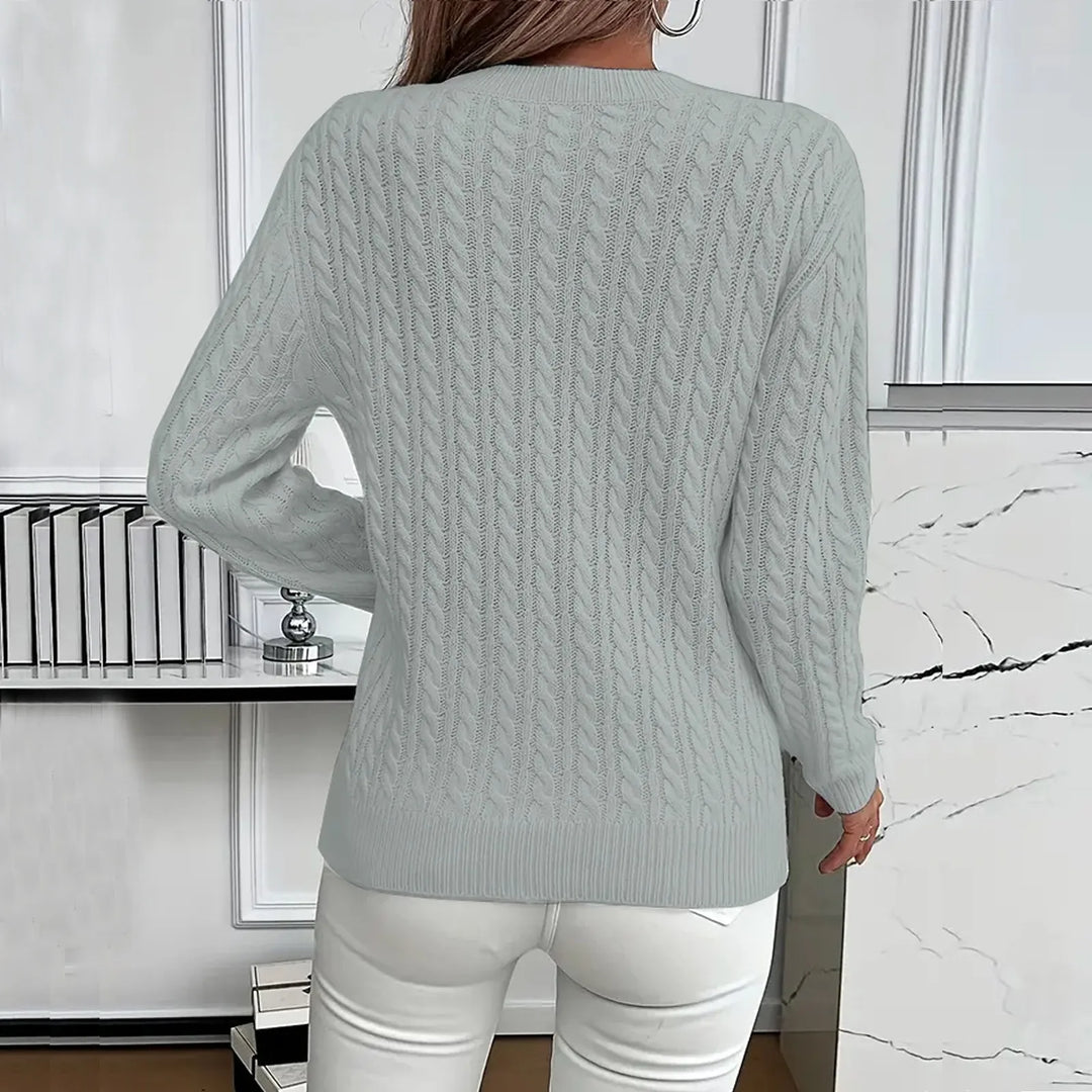 Doris | Damen Gemütlicher Winter-Zopfmuster-Strickpullover