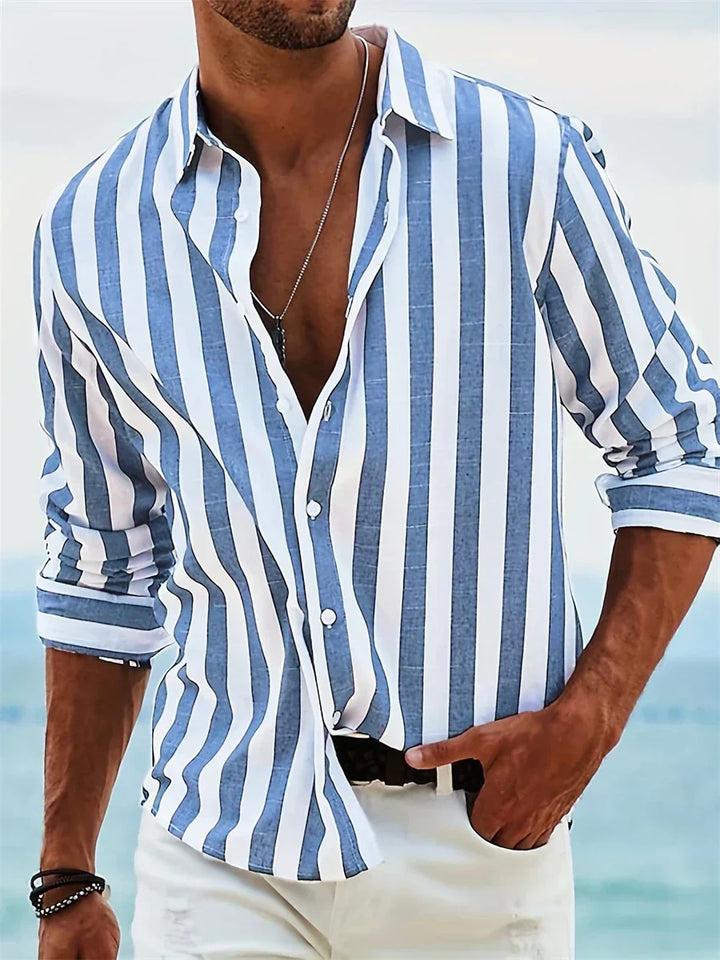 Peter | Herren Sommer Gestreiftes Relaxed Shirt