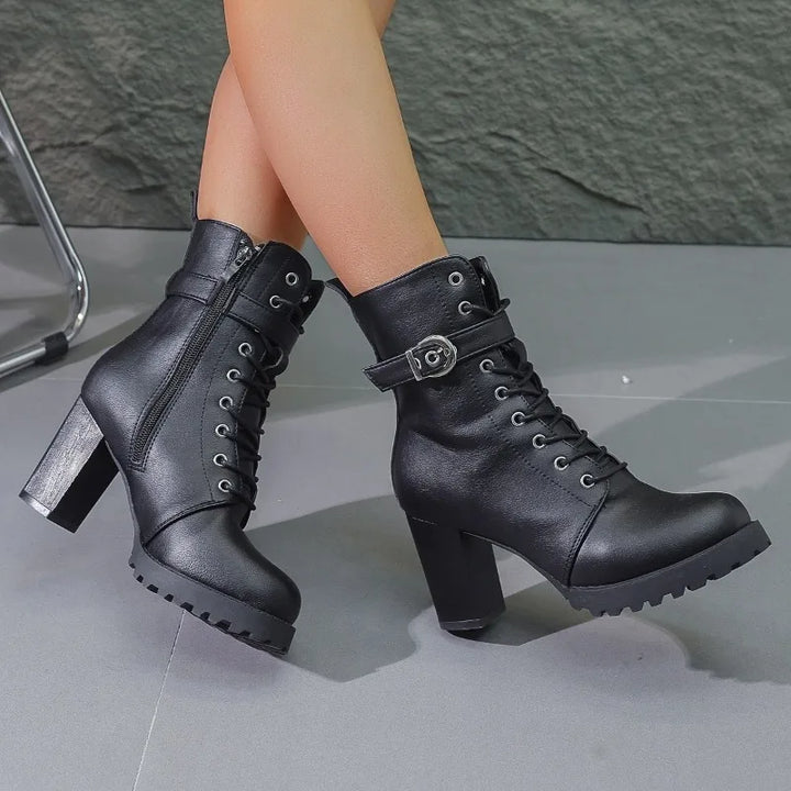 Claudia | Damen Schnürstiefeletten mit Schnallendetail
