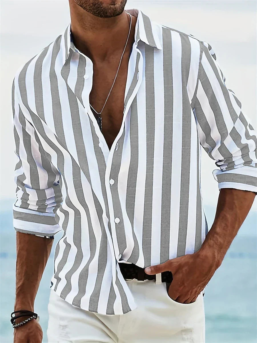 Adrian | Gestreiftes Herren Button-Down Freizeithemd