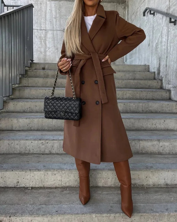 Helene | Damen Langer Zweireihiger Wintermantel