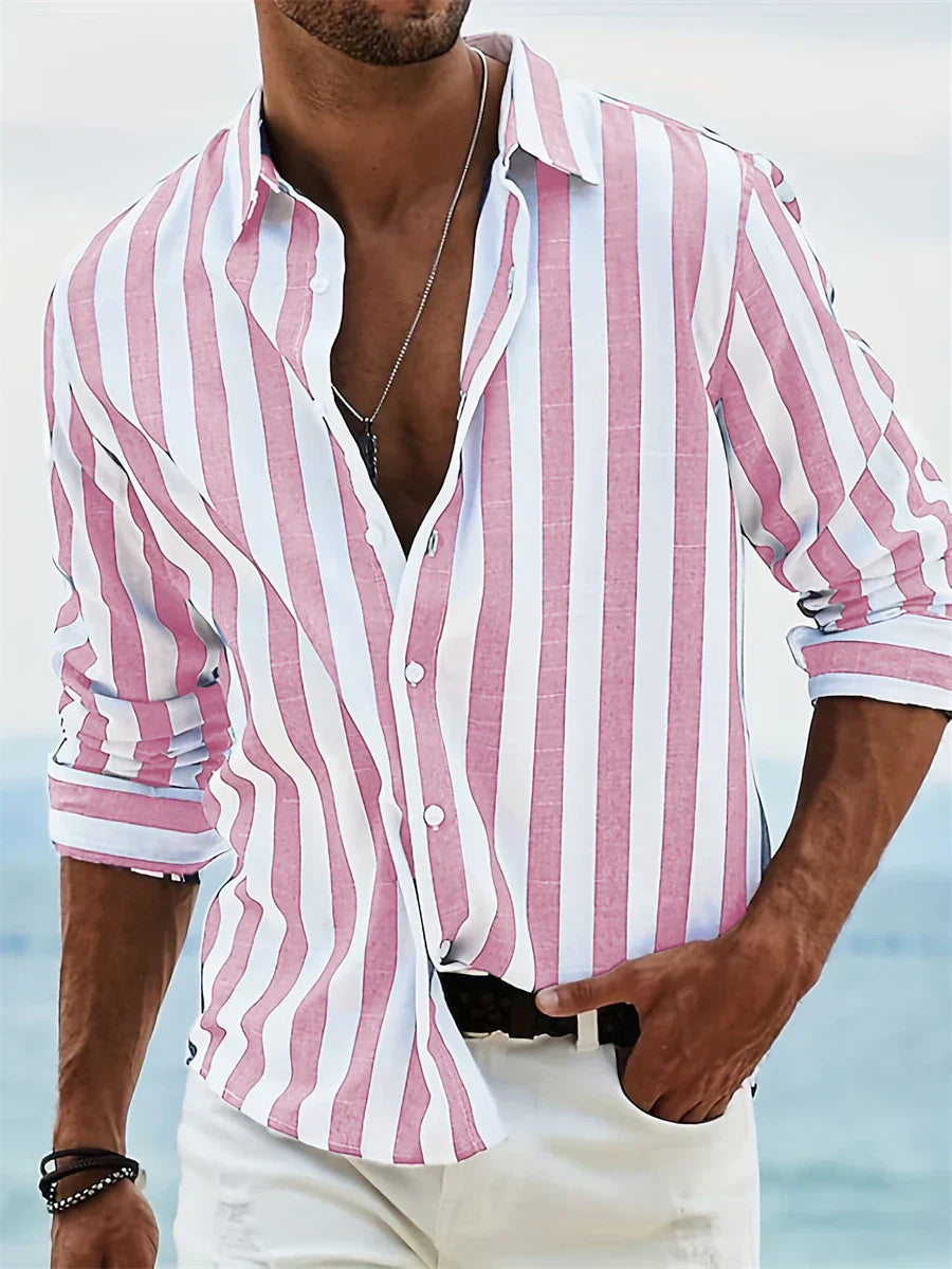 Peter | Herren Sommer Gestreiftes Relaxed Shirt