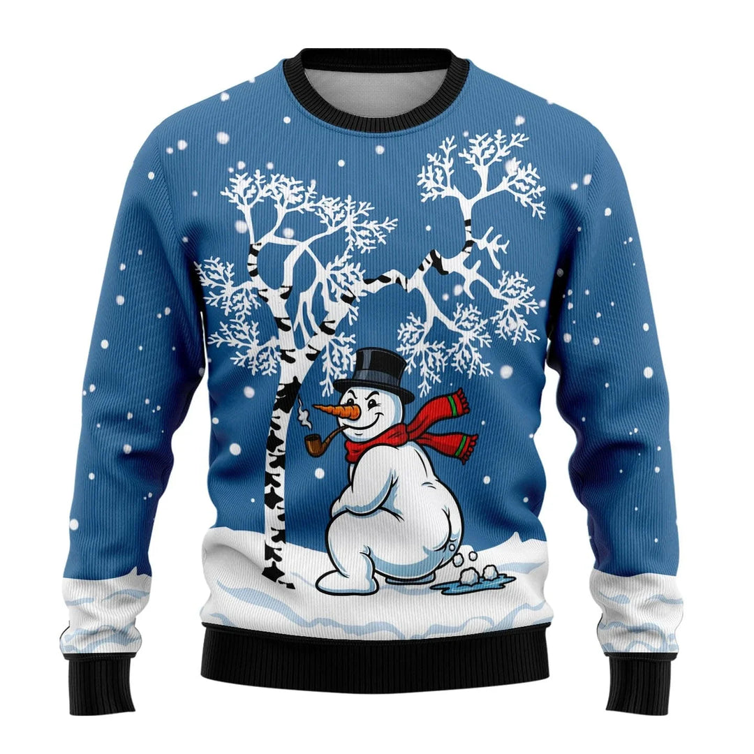 Benjamin | Herren Weihnachtspullover mit Schneemann-Print