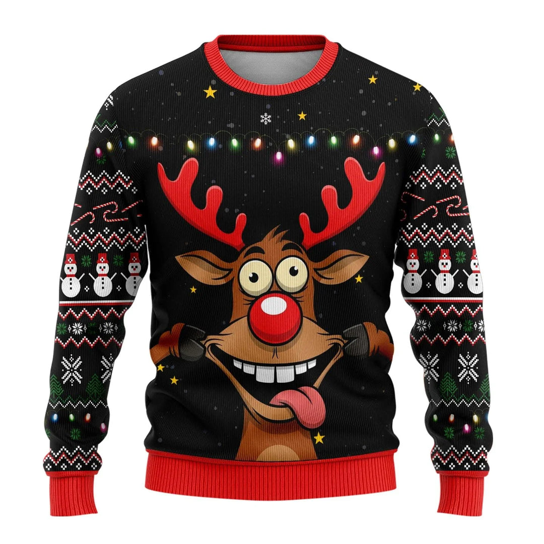 Benjamin | Herren Weihnachtspullover mit Schneemann-Print
