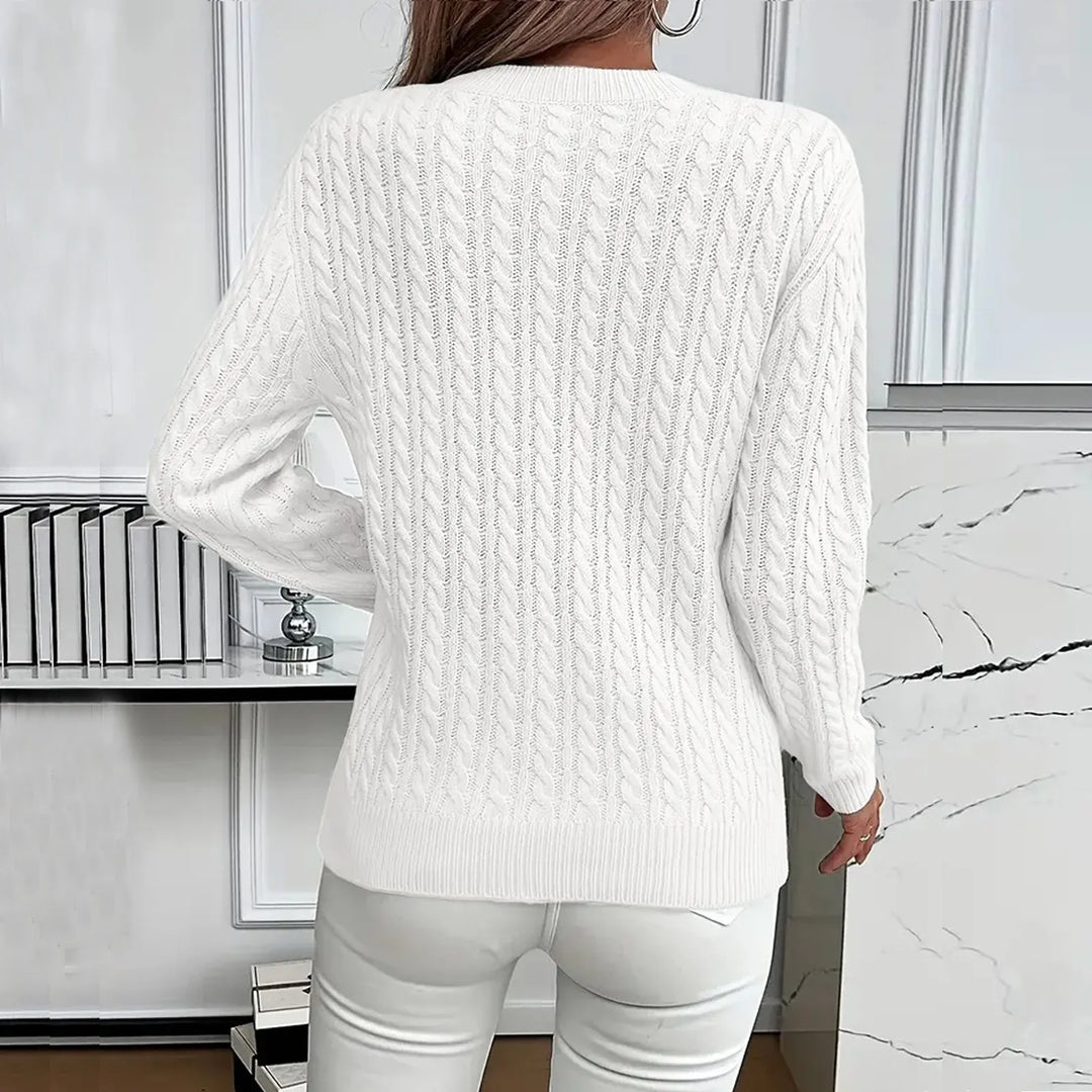 Doris | Damen Gemütlicher Winter-Zopfmuster-Strickpullover