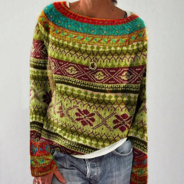 Andrea | Damen-Winter-Weihnachtspullover mit nordischem Muster
