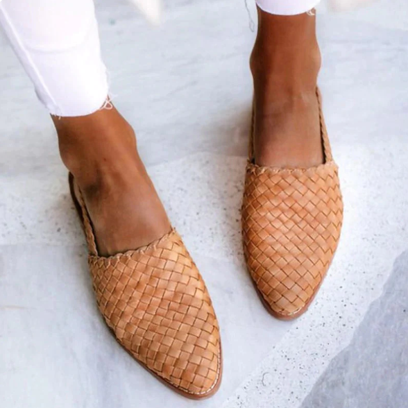 Verena | Damen Frühlings Geflochtene Slingback-Ballerinas