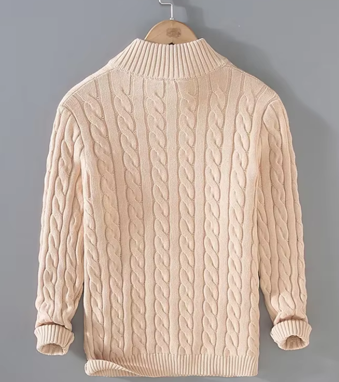Florian | Herren Zopfstrick-Troyer Pullover mit Reißverschlusskragen
