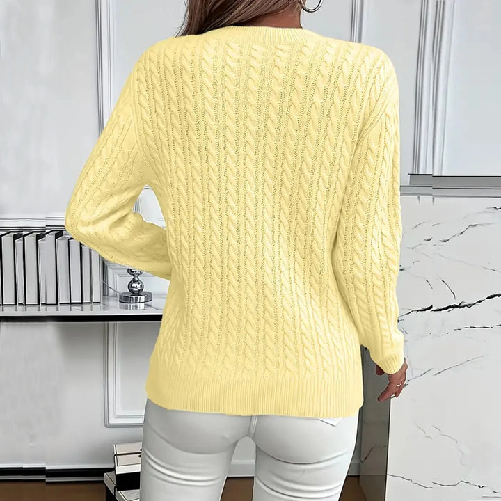 Doris | Damen Gemütlicher Winter-Zopfmuster-Strickpullover