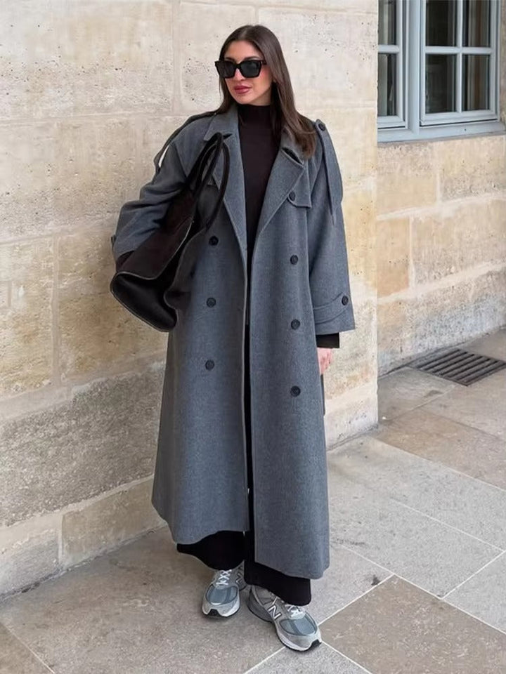 Sabine | Damen Langer Winter-Trenchcoat aus Wolle