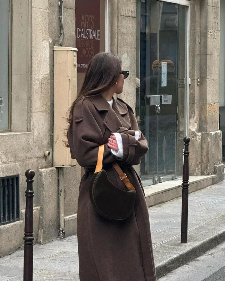 Sabine | Damen Langer Winter-Trenchcoat aus Wolle
