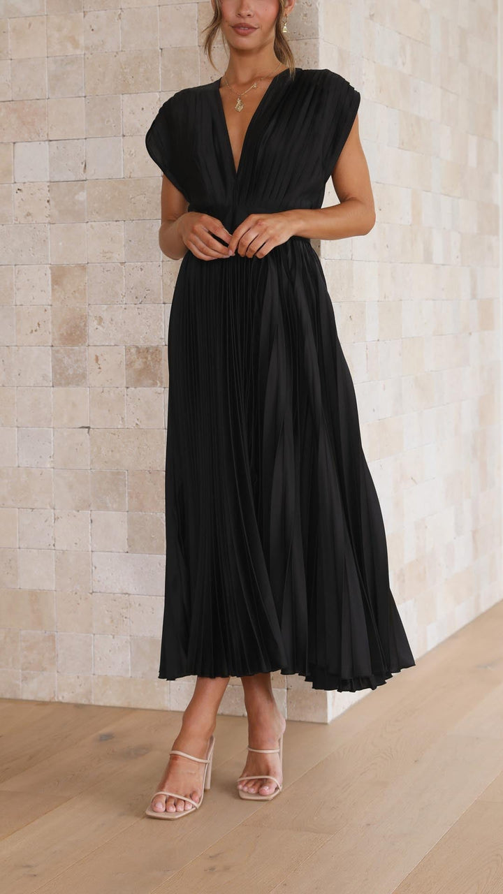 Bettina | Damen Klassisches Gefaltetes Maxikleid